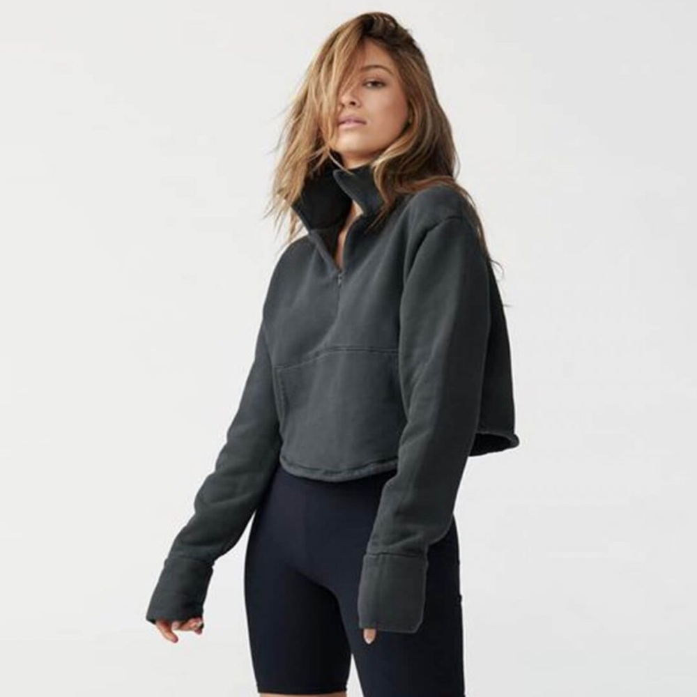 Joah Brown Aspen Charcoal French Terry Half Zip